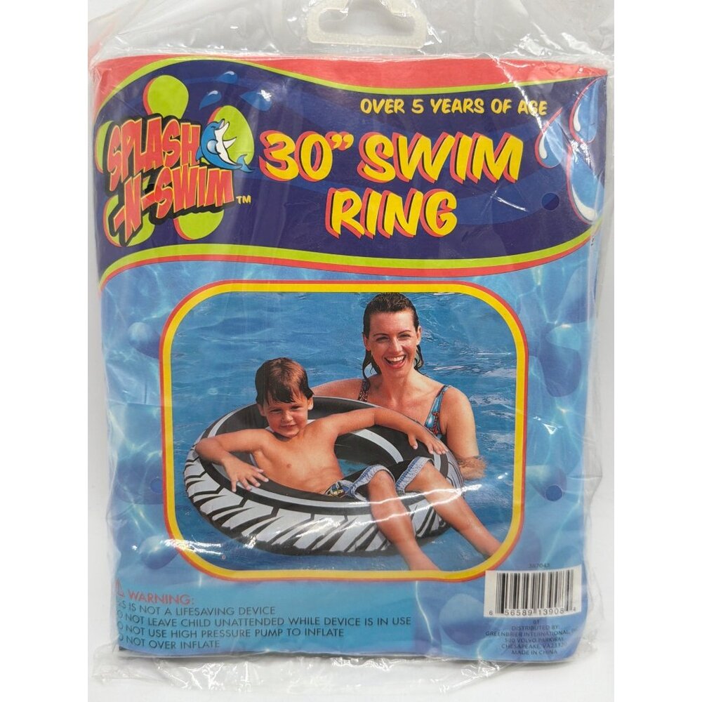 Splash-N-Swim 30" Swim Ring For Ages 5+ Zebra Print Inflatable Pool Float